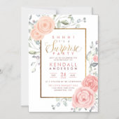 Invitation Magnétique Fleurs d'Aquarelle rose pâle Fête de la Surprise f (Recto)