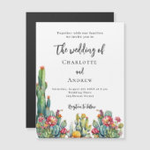 Invitation Magnétique Fleurs de cactus mariage de luxe (Devant / Derrière)