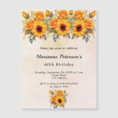 Invitation Magnétique Fleurs de soleil d'anniversaire verdure rustique j (Devant)