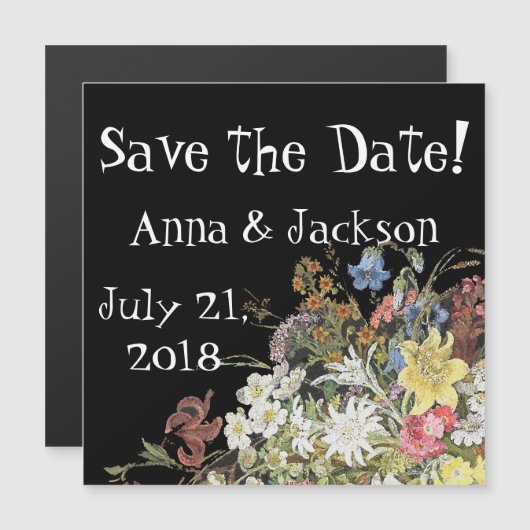 Invitation Magnétique Fleurs Fleurs sauvages alpines Enregistrer la date (Devant / Derrière)