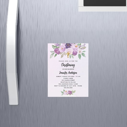 Invitation Magnétique Fleurs violettes de charme verdure croisent luxe