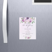 Invitation Magnétique Fleurs violettes rose verdure mariage de luxe