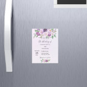 Invitation Magnétique Fleurs violettes rose verdure mariage de luxe