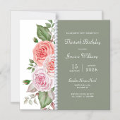 Invitation Magnétique Floral féminin & Diamant 30e anniversaire (Recto)