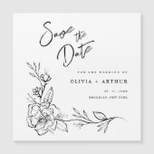 Invitation Magnétique Floral Moderne Économisez Le Mariage Date (Devant)