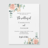 Invitation Magnétique Floral rose or verdure mariage de luxe (Devant)