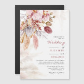 Invitation Magnétique Floral Tan Pampas Grass Terracotta Mariage (Devant / Derrière)