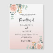 Invitation Magnétique Floraux d'or rose verdure luxe mariage (Devant)