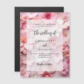 Invitation Magnétique Floraux rose mariage élégant luxe (Devant / Derrière)