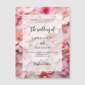 Invitation Magnétique Floraux rose mariage élégant luxe (Devant)
