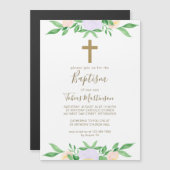 Invitation Magnétique Flore simple avec Baptême croisé (Devant / Derrière)