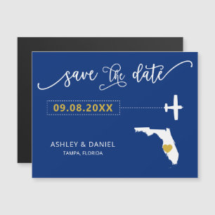 Invitation Magnétique Florida Wedding Save the Date Card, Map