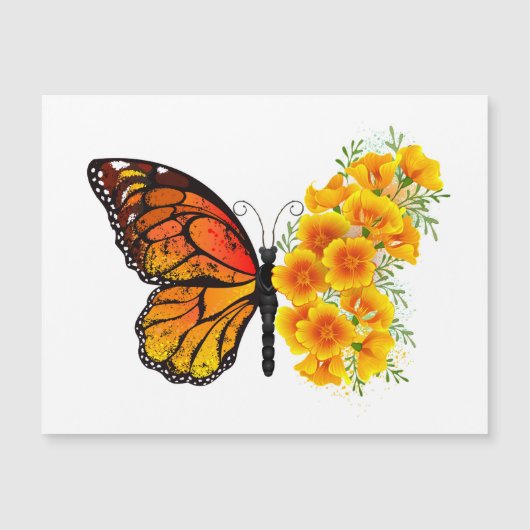 Invitation Magnétique Flower Butterfly with Yellow California Poppy (Devant)