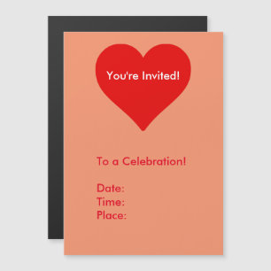 Invitation Magnétique Forme de cœur rouge amour classique minimalisme