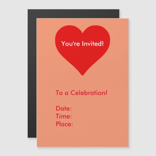 Invitation Magnétique Forme de cœur rouge Amour Classique Simple Minimal (Devant / Derrière)