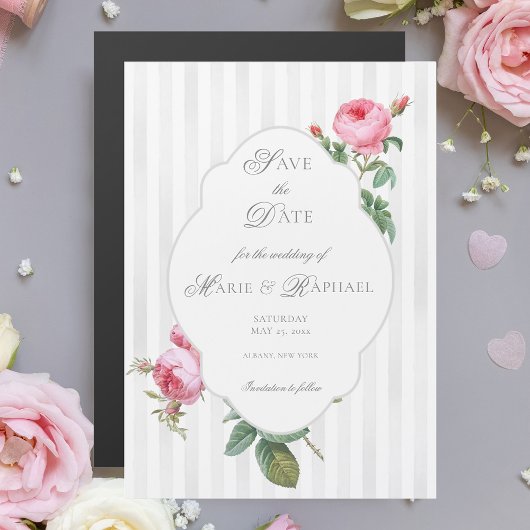 Invitation Magnétique French Rose Botanical Wedding Save the Date