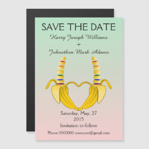 Invitation Magnétique Fun Gay Banana Coeur Mariage Enregistrer La Date