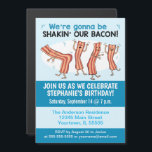 Invitation Magnétique Funny Shakin’ Notre Bacon Birthday Party Invitatio<br><div class="desc">Voici une invitation à la fête d'anniversaire mignonne et drôle qui encouragera tout le monde à se mettre à trembler de lard ! Chaque champ de texte de l'invitation peut être facilement personnalisé et/ou customisé, y compris l'âge. Merci d'avoir choisi ce design original par © Chuck Ingwersen et de me...</div>