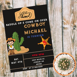 Invitation Magnétique Garçon d'anniversaire Cactus Far West
