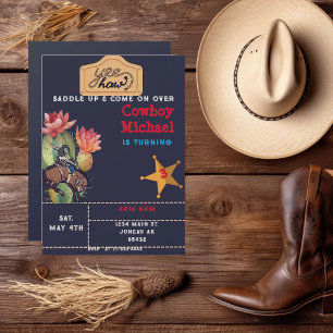 Invitation Magnétique Garçon d'anniversaire Enfants Cactus Far West