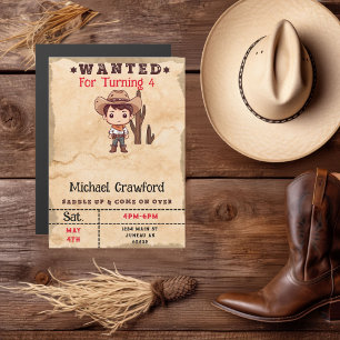 Invitation Magnétique Garçon d'anniversaire recherché Country Western