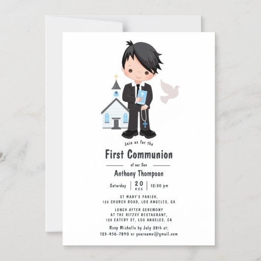 Invitation Magnétique Garçon Première Sainte Communion (Recto)