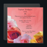 Invitation Magnétique Garland of Roses 80e Birthday Party<br><div class="desc">Beautiful personalized 80th birthday invitation for women and girl's. A beautiful printed image of 4 / four colored roses along the bottom of this pretty girly invite, 2 pink, 1 white and 1 yellow/gold, with a chic pink background with image of large rose. A stunning feminine design suitable for any...</div>