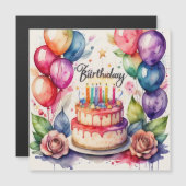 Invitation Magnétique Gâteau d'anniversaire moyen (Devant / Derrière)