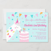 Invitation Magnétique Gâteau tout Llama Fun 2e anniversaire Aqua (Recto)