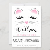 Invitation Magnétique Glam Cat fête d'anniversaire (Recto)