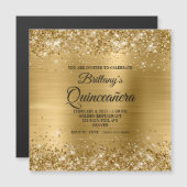 Invitation Magnétique Glitterie or huile Quinceañera (Devant / Derrière)