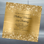 Invitation Magnétique Glittery Gold Foil 21e anniversaire<br><div class="desc">Créez votre propre invitation magnétique de forme carré de 21e anniversaire pour sa journée spéciale. L'arrière - plan présente une parties scintillant en or étincelant et une oeuvre d'art numérique en papier doré de style métallique. Vous pouvez customiser les styles de police pour convenir à vos plans de fête d'anniversaire...</div>
