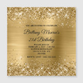 Invitation Magnétique Glittery Gold Foil 21e anniversaire (Devant)