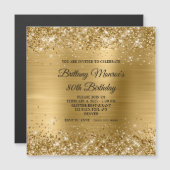 Invitation Magnétique Glittery Gold Foil 80e anniversaire (Devant / Derrière)