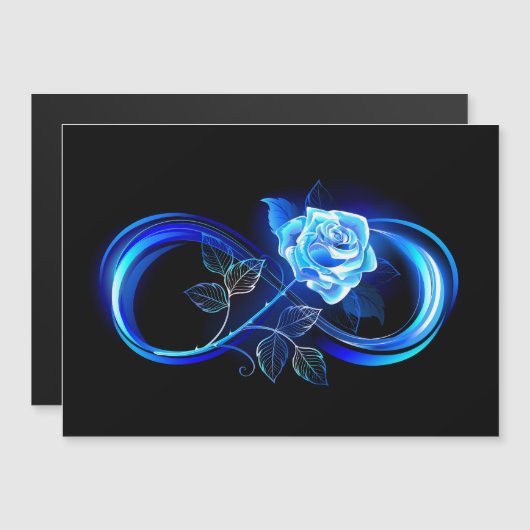 Invitation Magnétique Glowing infinity with blue rose (Devant / Derrière)