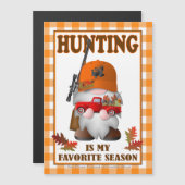 Invitation Magnétique Gnome de chasse avec aimant vinyle Little Red Truc (Devant / Derrière)