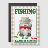 Invitation Magnétique Gnome de pêche avec petit aimant vinyle de camion  (Devant / Derrière)