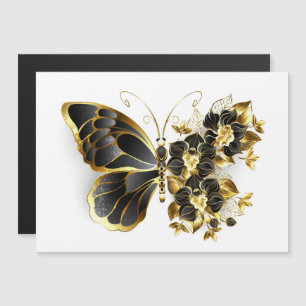 Invitation Magnétique Gold flower Butterfly with Black Orchid