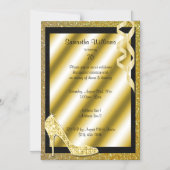 Invitation Magnétique Gold Glittery Stiletto & Streamers 70e anniversair (Recto)