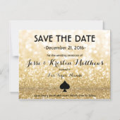 Invitation Magnétique Gold Las Vegas Enregistrer la date (Glam/Classy) (Recto)