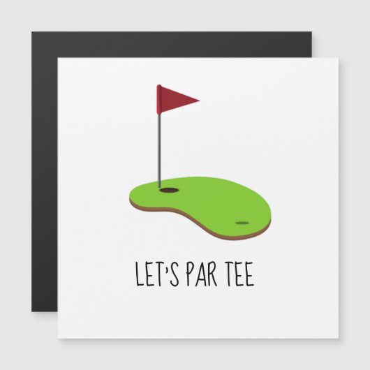Invitation Magnétique Golf Let’s Par avec drapeau de golf sur vert (Devant / Derrière)