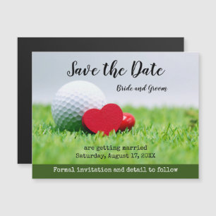 Invitation Magnétique Golf Sauvez la date avec le golf et le coeur Magne