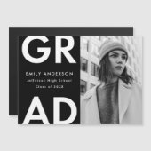 Invitation Magnétique Grad Grad Black Photo Grad Graduation (Devant / Derrière)