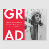 Invitation Magnétique Grad Grad Red Photo Graduation (Devant)