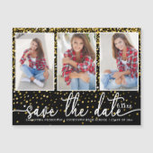 Invitation Magnétique Graduation Enregistrer Date 3 Photo Parties scinti (Devant)