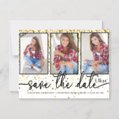 Invitation Magnétique Graduation Enregistrer Date 4 Photo Gold Parties s (Recto)