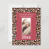 Invitation Magnétique Graduation Enregistrer Date Photo Rose Black Cheet (Recto)