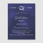Invitation Magnétique Graduation marine bleu blanc simple luxe 2023 (Devant)