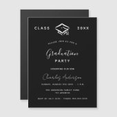 Invitation Magnétique Graduation noir blanc simple 2024 luxe (Devant / Derrière)