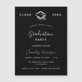 Invitation Magnétique Graduation noir blanc simple 2024 luxe (Devant)